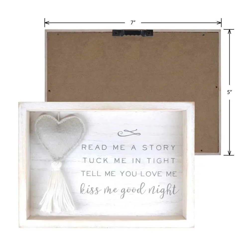 PRINZ Le Petit Kiss Me Goodnight Plush Heart Decorative Nursery Wall Plaque 5x7